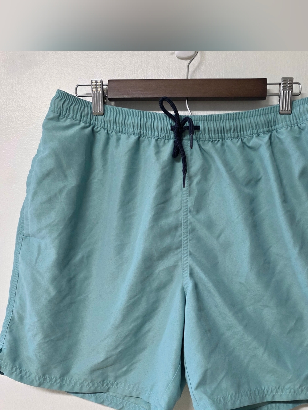 The Normal Brand Men's Swim Trunks in Light Aqua with Navy Drawcord